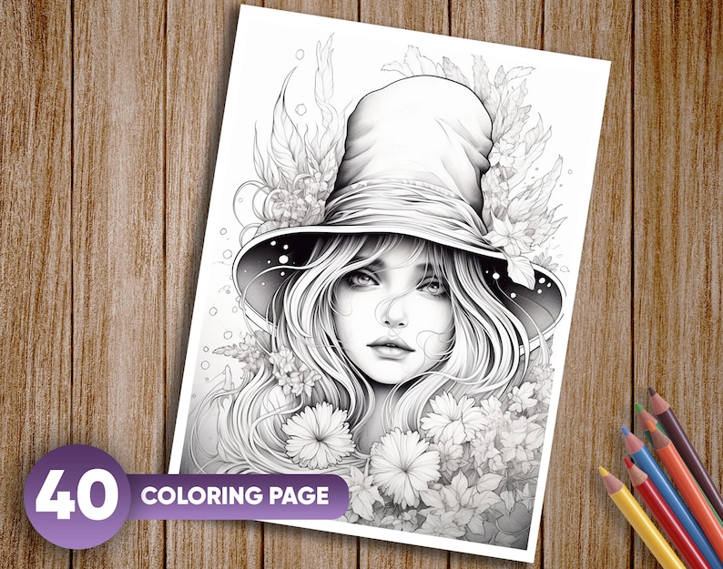 Witch Coloring Pages: 40 Printable Designs (PDF & JPEG) - Etsy