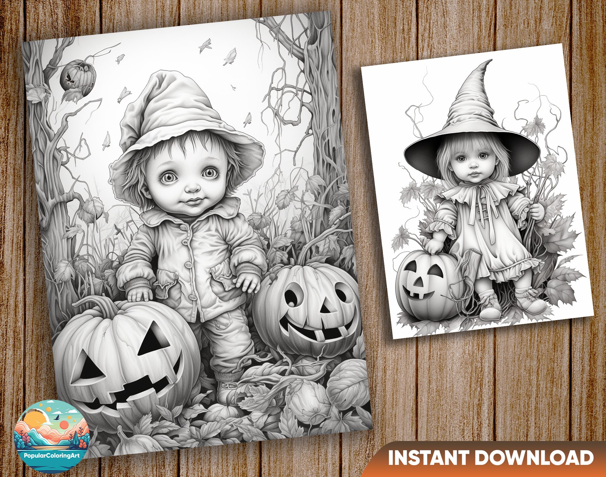 20 Halloween Baby Coloring Pages JPEG/PDF Format Instant - Etsy
