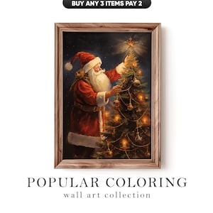 Santa Christmas Tree Christmas Wall Art Christmas Painting Christmas Santa Holiday Art Winter Print Santa Christmas Print Seasonal Decor