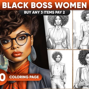 Black Boss Women Coloring Book: 30 Fashion Career Illustrations (PDF)