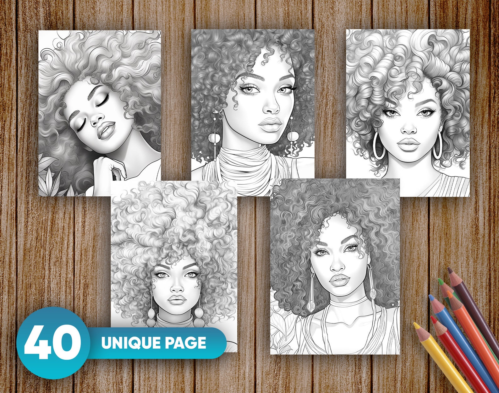 40 Afro Beauties Digital Coloring Book, African Woman Coloring Pages ...