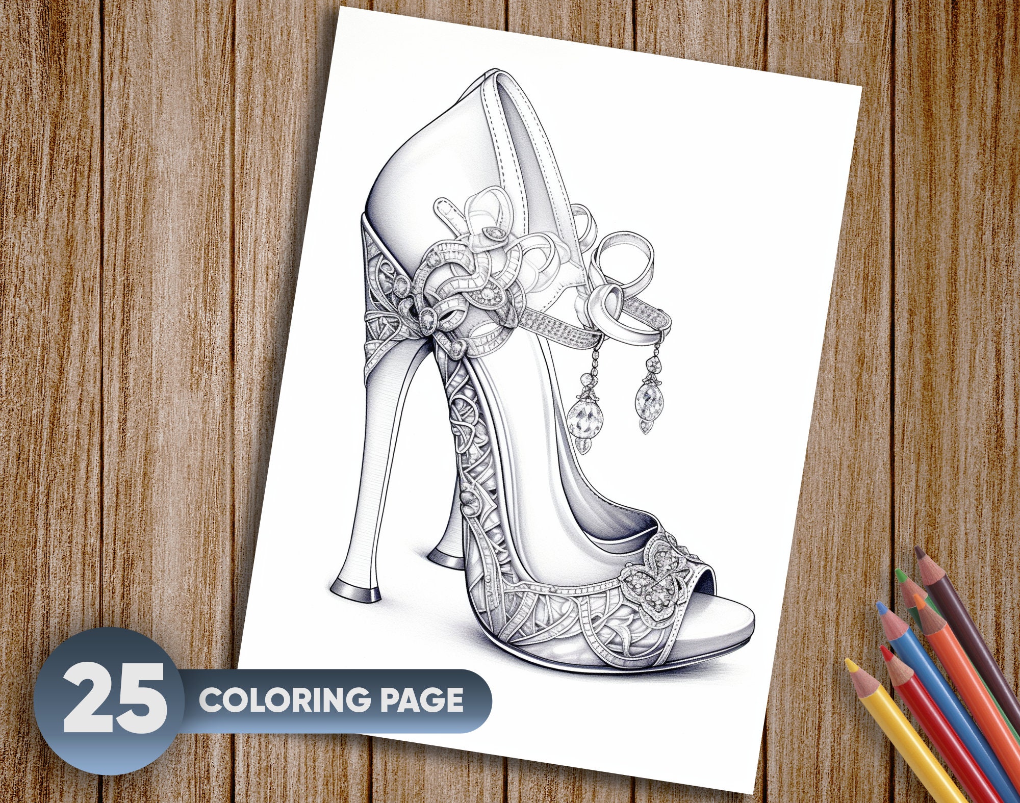 25 Women Shoes Fashion Coloring Pages for Adults, Instant Download, Grayscale Coloring Book ...