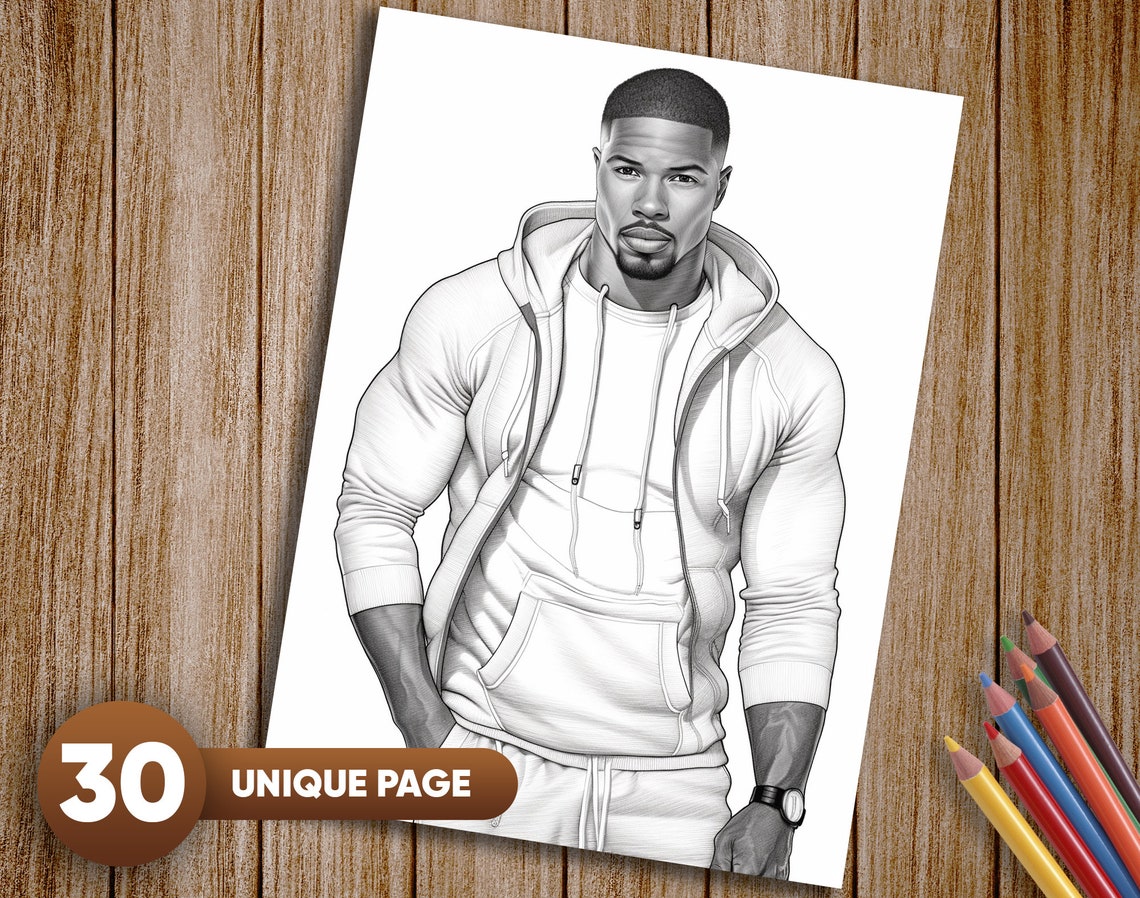 30 Black Handsome Men Coloring Pages for Adults Instant - Etsy