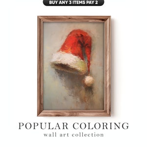 Vintage Santa Hat Portrait: Rustic Christmas Wall Art (Digital Download)