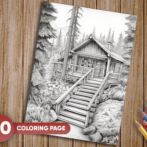 30 Cabin in the Woods, House Nature Forest Coloring Book for Adults ...