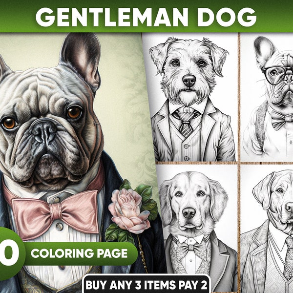 Gentleman Dogs Coloring Book: 30 Elegant Canine Pages (PDF/JPEG)
