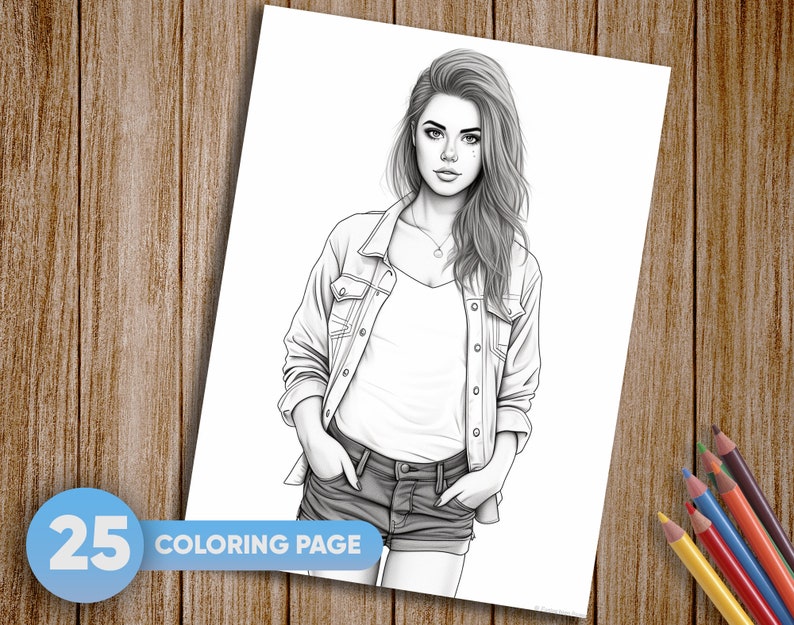 25 Teen Girls Coloring Pages for Adults Fashion Instant - Etsy