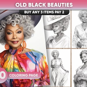 Old Black Beauties Coloring Book: 30 Grayscale Printable Pages (PDF/JPEG)