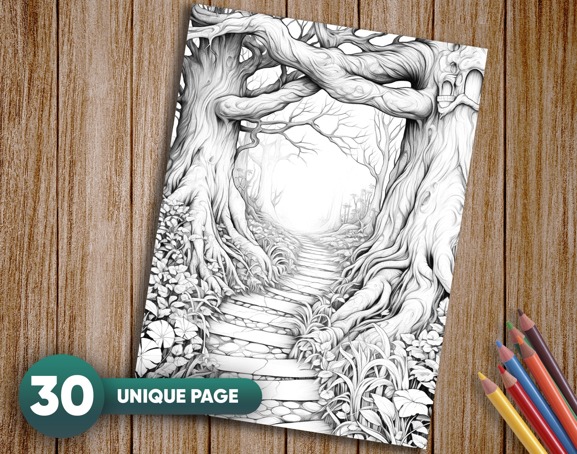 Enchanted Forest Coloring Pages: 30 Grayscale Magical Scenes (PDF) - Etsy