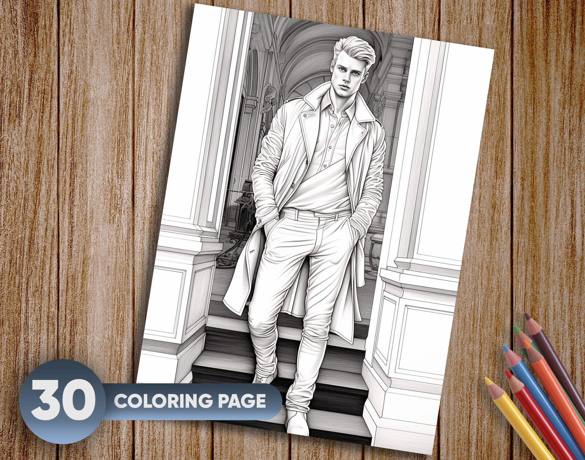30 Handsome Men Coloring Pages for Adults Instant Download - Etsy