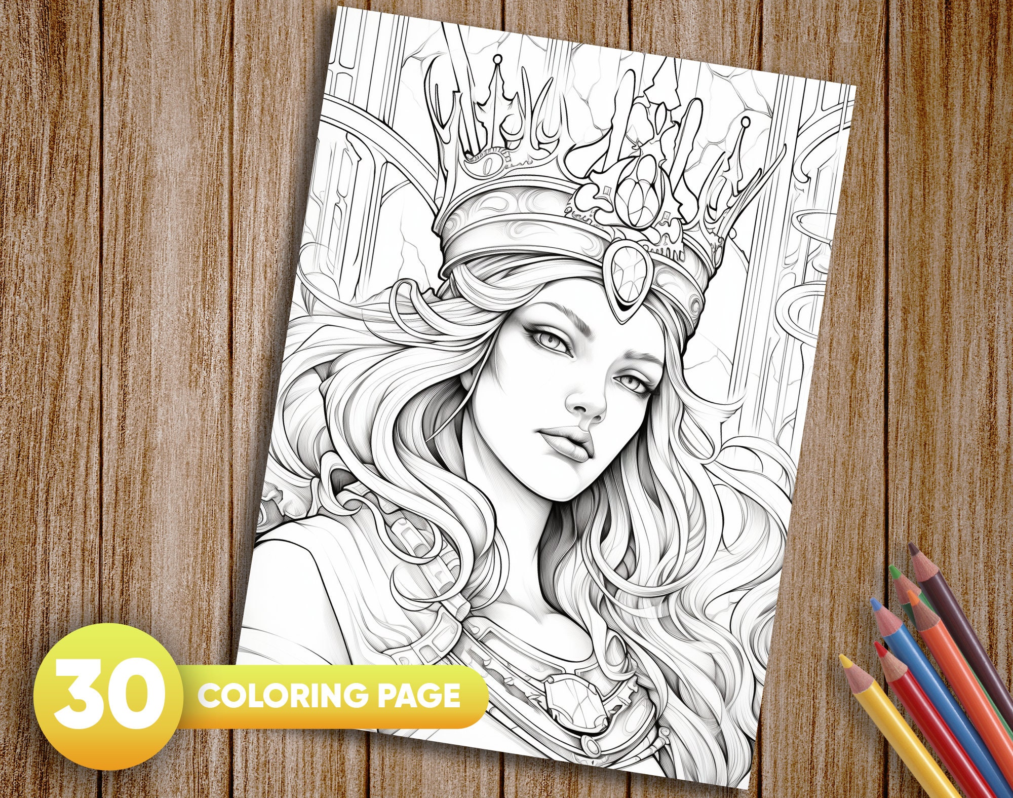 30 Queen Coloring Pages Printable Adult Coloring Pages - Etsy