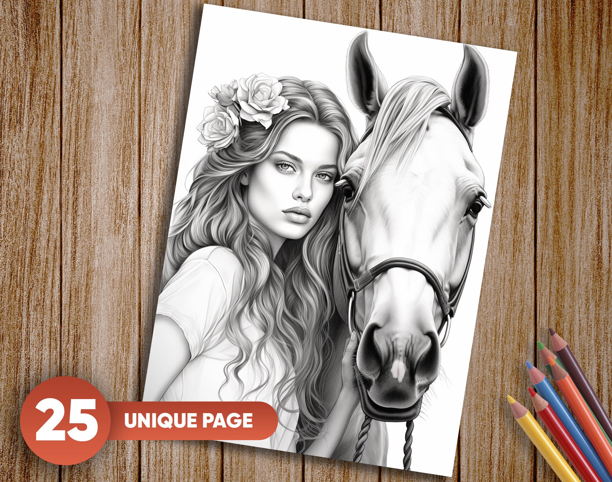 25 Girls With Horse Coloring Pages for Kids and Adult Instant - Etsy