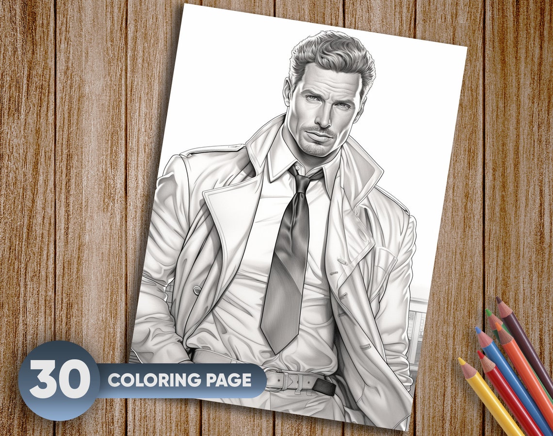 30 Handsome Men Coloring Pages for Adults Instant Download - Etsy