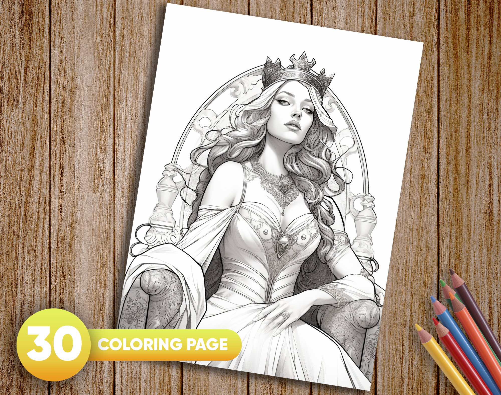 30 Queen Coloring Pages Printable Adult Coloring Pages - Etsy