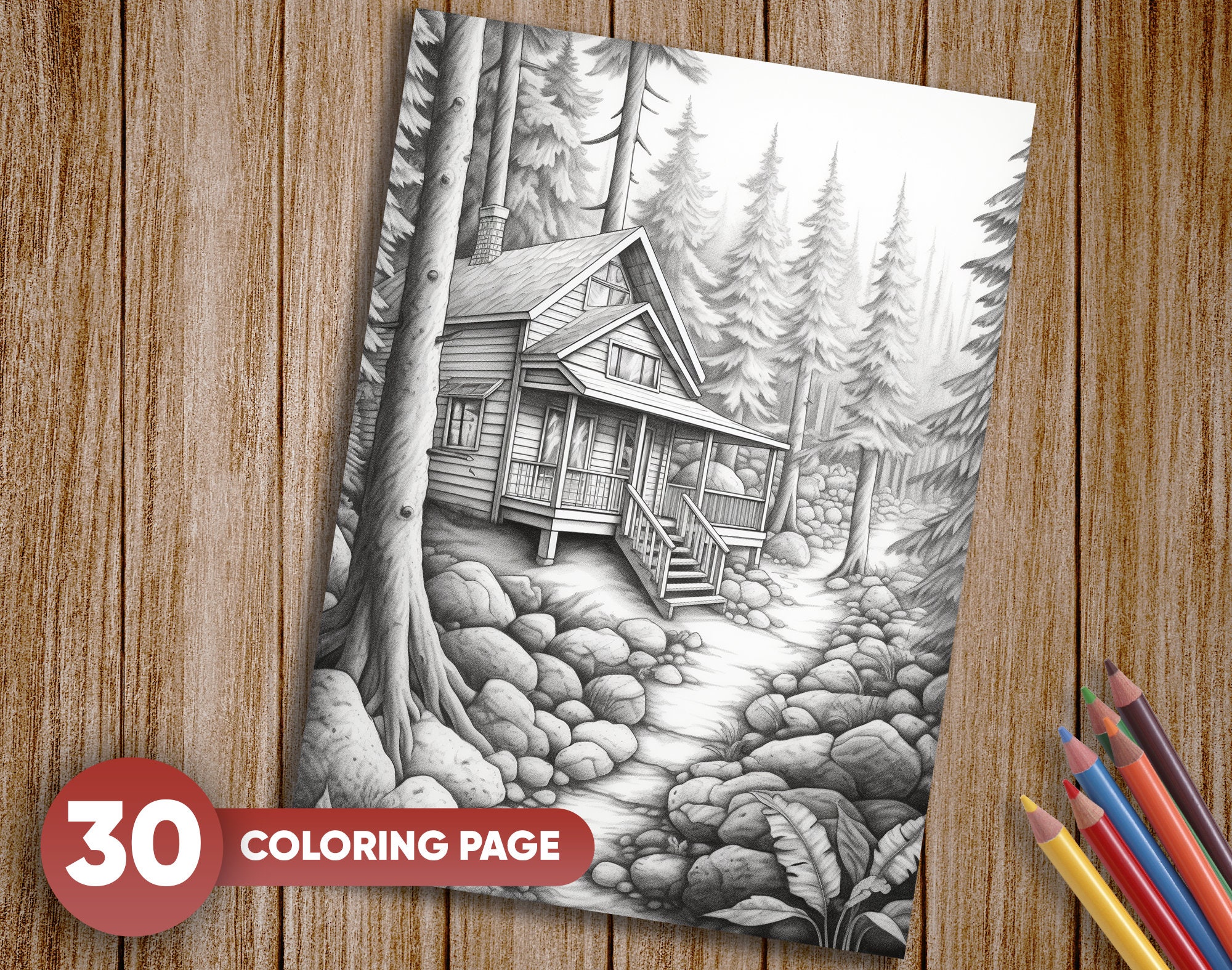 30 Cabin in the Woods House Nature Forest Coloring Book for - Etsy