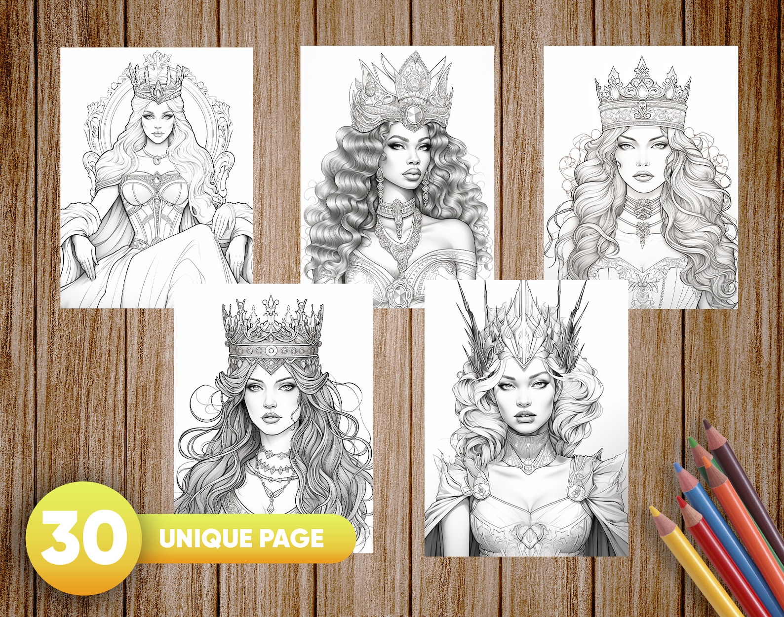 30 Queen Coloring Pages Printable Adult Coloring Pages - Etsy