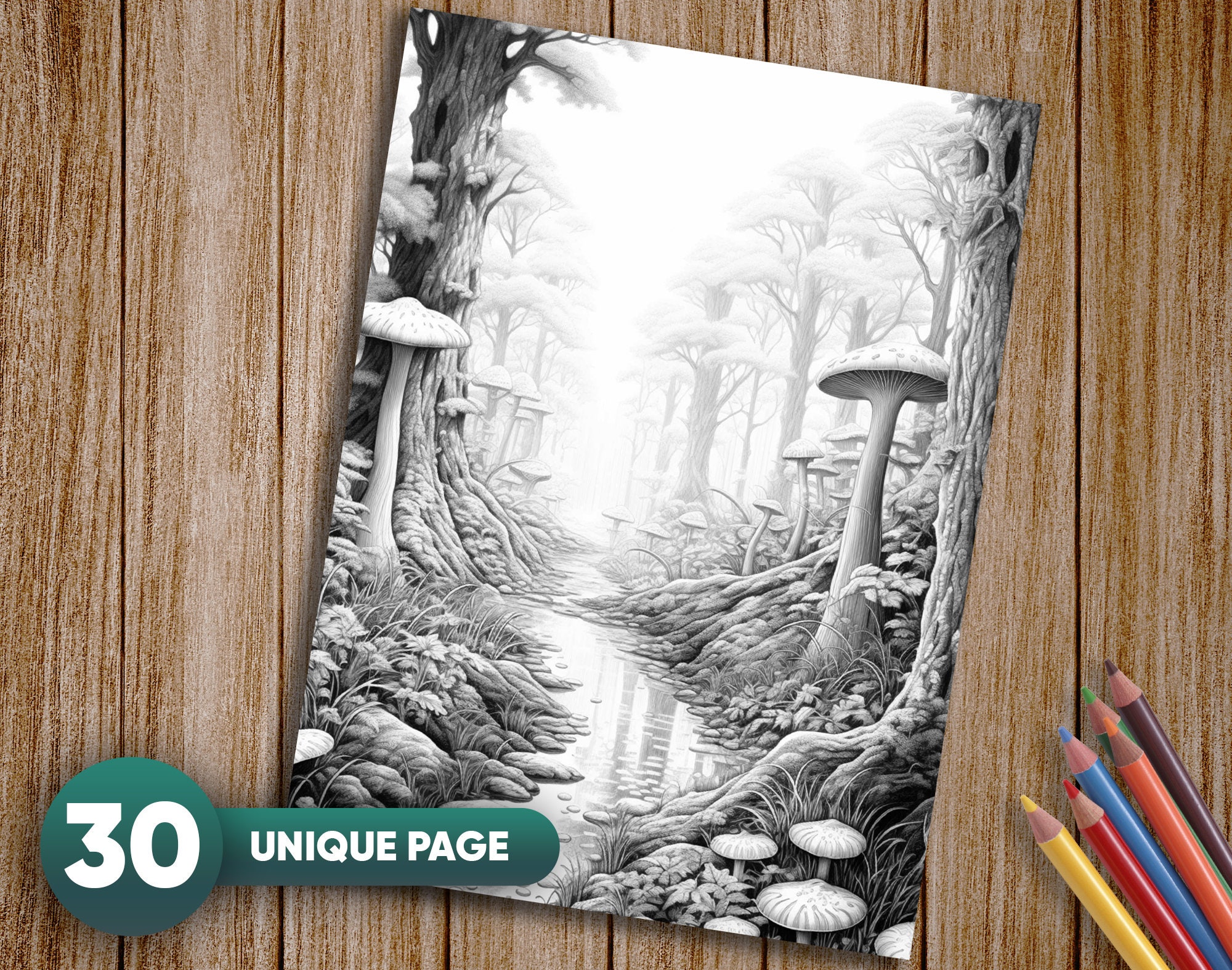 Enchanted Forest Coloring Pages: 30 Grayscale Magical Scenes (PDF) - Etsy