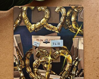 Two Pair | Gouache Acrylic Bamboo Earrings Painting | African American Soulaan Artwork | Canvas Panel Wall Art | NeonPaletteCo