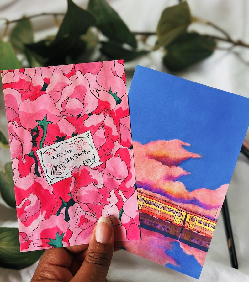 Gouache Acrylic Anime Painting Wall Art | Ghibli Chihiro Flower Spirited Away Prints | Aesthetic Small Artist Postcard | NeonPaletteCo