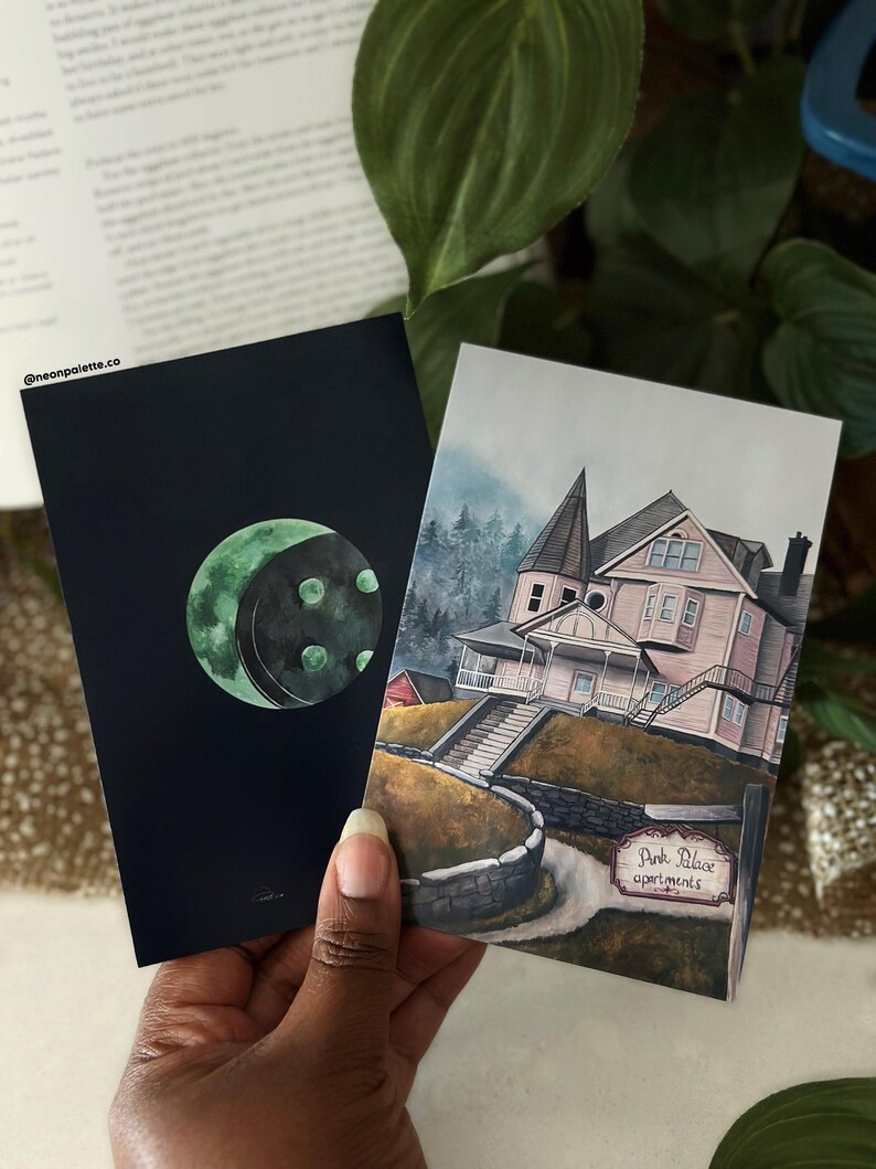 Gouache Acrylic Spooky Coraline Home Pink Palace Art Print | Small Halloween Decor Movie Scary Poster Painting | NeonPaletteCo image 2