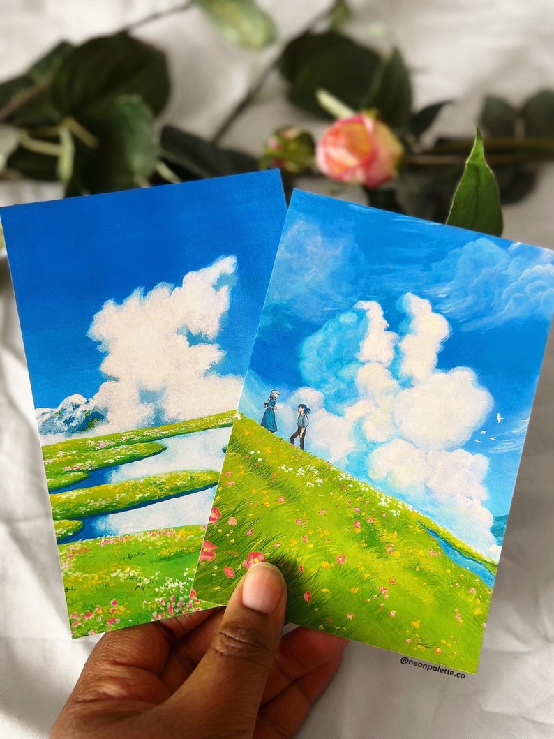 Gouache Acrylic Ghibli Inspired Painting Art Print | Howl’s Moving Castle Anime Artwork Decor | NeonPaletteCo