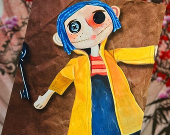 Gouache Acrylic Coraline Doll Art Print | Halloween Movie Artwork | NeonPaletteCo