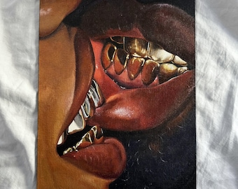 Mixed Metals | Black African American Grillz Art Painting | Aesthetic Soulaan Couple Artwork | NeonPaletteCo