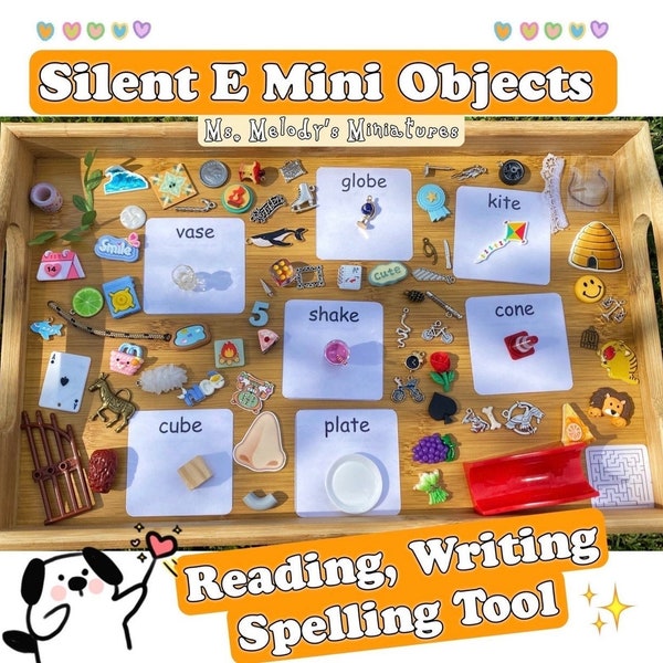 Silent E Magic E Long Vowel Sounds Miniature Objects Writing Reading Spelling Tool Teacher Aid SLP Educational Hands-on Play Based Learning