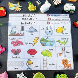 Articulation Speech Therapy Language Mini Objects /l/ words Initial, Medial, Final Position, Homeschool Learning, I Spy Sensory Bin