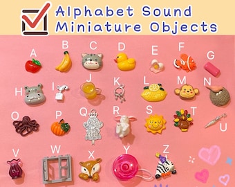 Alphabet Sound Miniature Objects, 26-Letter Montessori Language Mini Objects, Homeschool Learning, SLP Speech Therapy, I Spy Sensory Bin