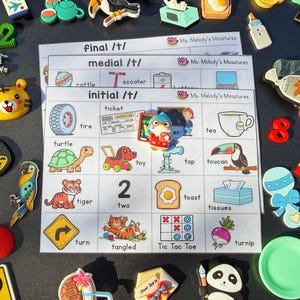 Articulation Speech Therapy Language Mini Objects /t/ words Initial, Medial, Final Position, Homeschool Learning, I Spy Sensory Bin