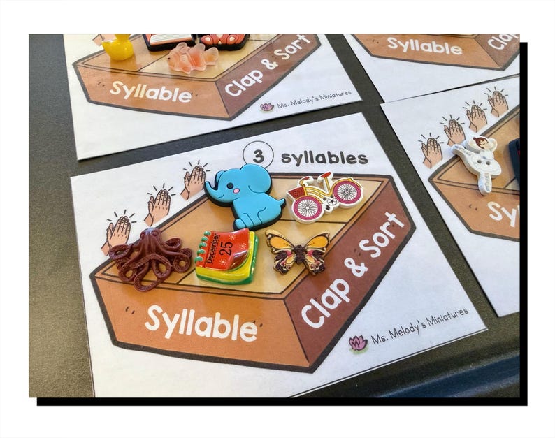 Syllable Clap & Sort Mini Object Kit, Learn Syllables Vs Letters ...