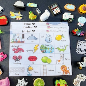 Articulation Speech Therapy Language Mini Objects /l/ words Initial, Medial, Final Position, Homeschool Learning, I Spy Sensory Bin