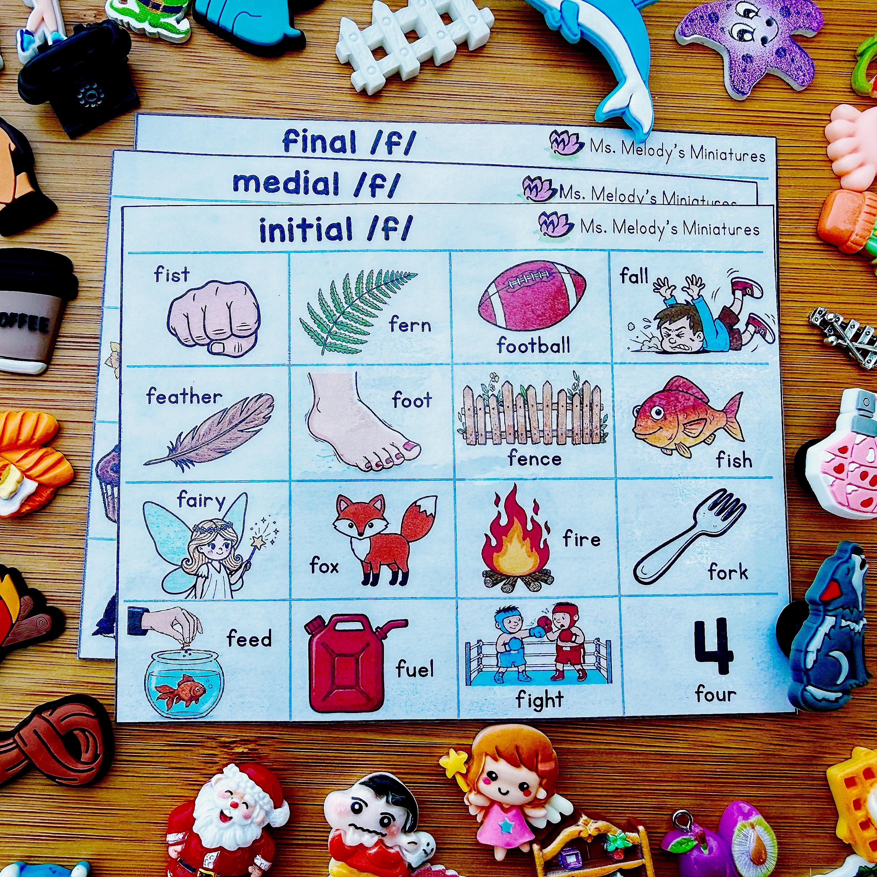 Object Intial Articulation Speech Therapy Language Mini Objects /f/ Words Initial ...