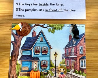 Prepositions Mini Objects Kit, Spatial Concept, Interactive Hands-On Speech & Language Activity with Picture Cards and Sentence Prompts