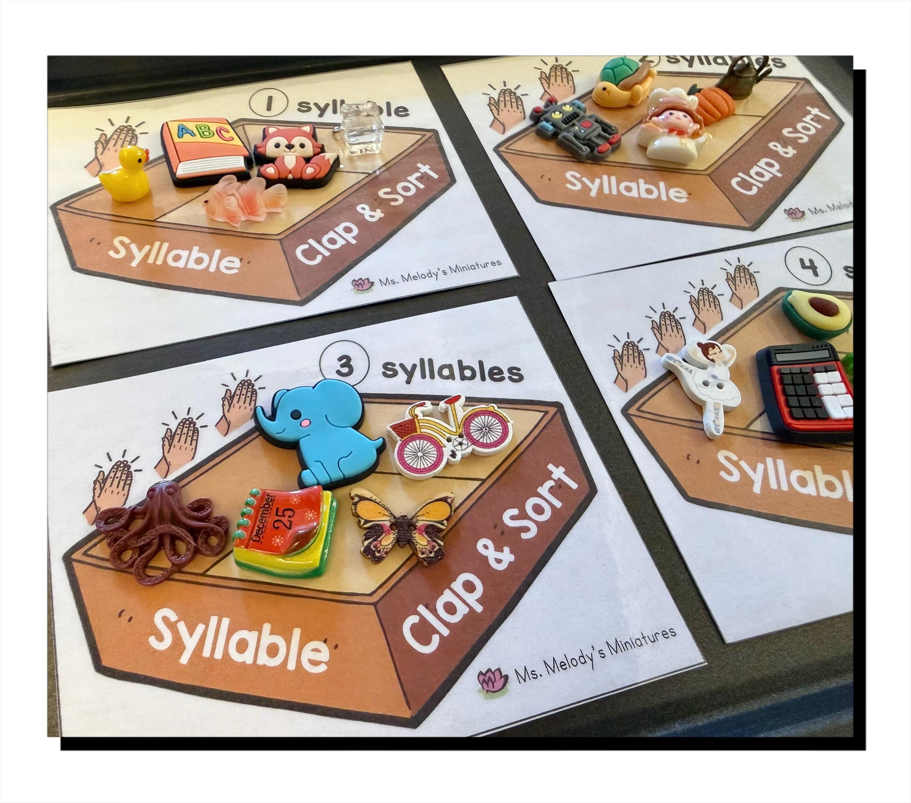Syllable Clap & Sort Mini Object Kit, Learn Syllables Vs Letters ...