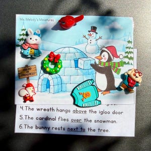 Winter Prepositions Speech Therapy Kit | Spatial Concepts Mini Objects Activity | Interactive Learning Christmas Winter Festival Theme