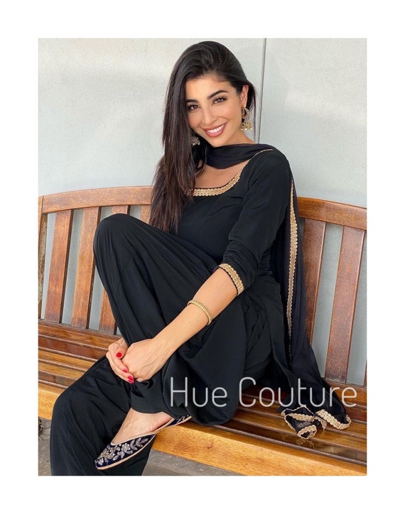 Beautiful Women Festival wear Black Kurti Plazo with Dupatta set – mahezon