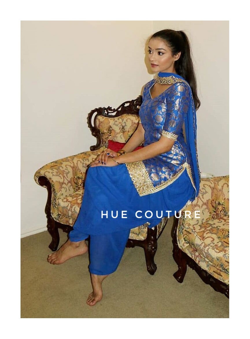 Designer Punjabi Royal Blue Brocade Silk Salwar Kameez Suit Punjabi Patiala  Suit Kameez Dupatta Custom Stitched Indian Dresses for Womens - Etsy