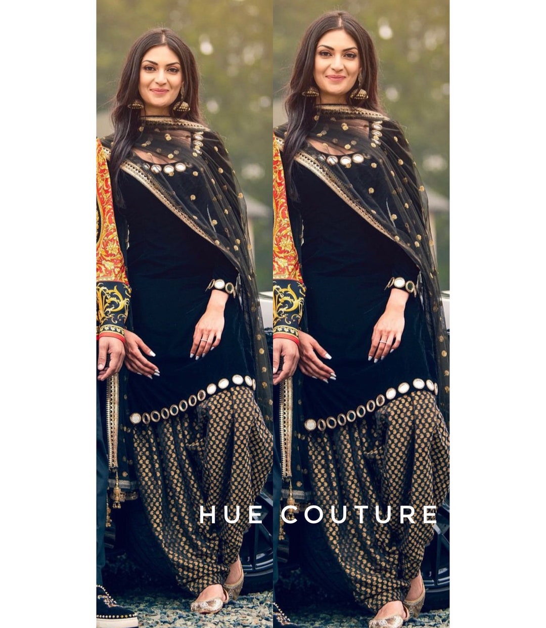 Purple Embroidered Mirror Work Punjabi Suit