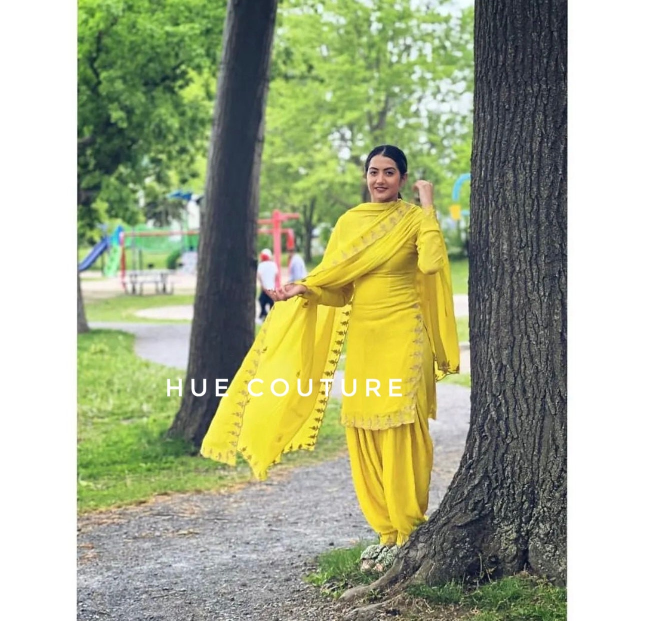 Yellow Chinon Punjabi Suit 274701