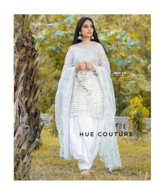 Designer White Salwar Kameez Suit Punjabi Patiala Shalwar Brocade Silk  Kurta Georgette Dupatta Custom Stitched for Girls and Womens - Etsy Norway