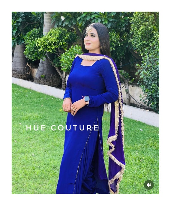 Buy Superb Cotton Navy Blue Punjabi Suit | Punjabi Patiala Suits
