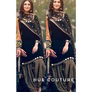 Punjabi Style Purple Silk Mirror Work Patiala Suit main image 1