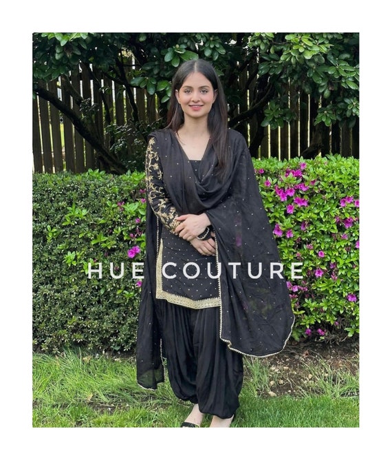Elegant Black and Red Silk Suit Set with Dupatta - Classic Style | Handme –  HANDME