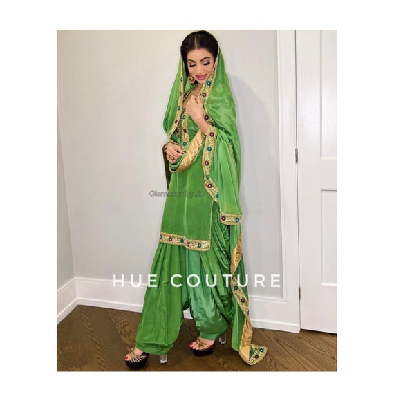 Green colour punjabi salwar best sale suit
