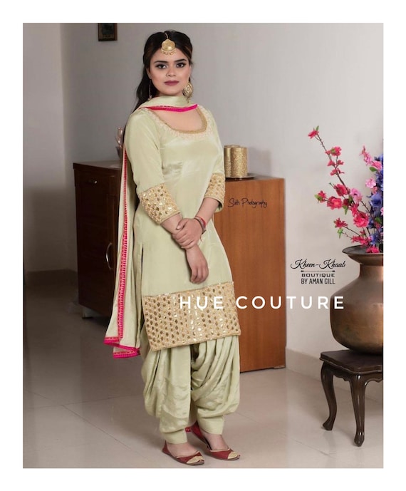 Harshit Fashion Hub by Alok Patiala Gold Suit