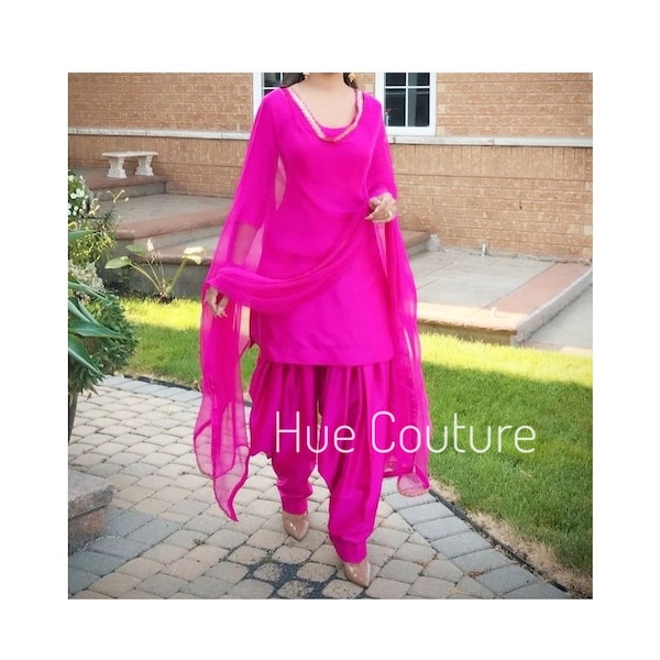 Fushia Pink Punjabi Suit for women Patiala Suit for Girls Custom Stitched Designer Salwar Kameez Suit And Dresses By HueCouture