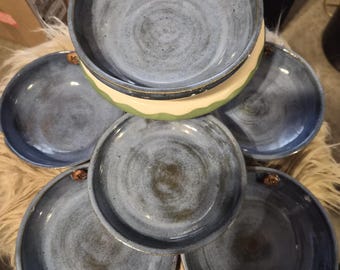 Set di 6 ciotole in ceramica Topisaw di Bill Stauder, firmate K Medallion, opera d'arte dello studio del Mississippi.