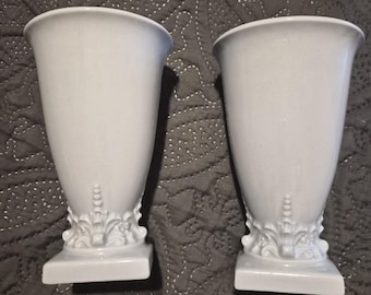 Set of 2 MCM Chadwick Japan Porcelain Spill Vases Blue High Gloss Urns Mold 702